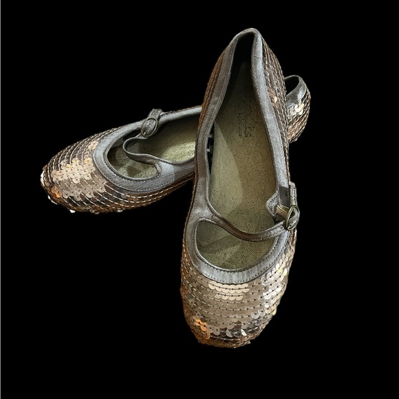 Coconuts by Matisse gold sequin Mary Jane flats 7 90’s unique - Picture 5 of 6